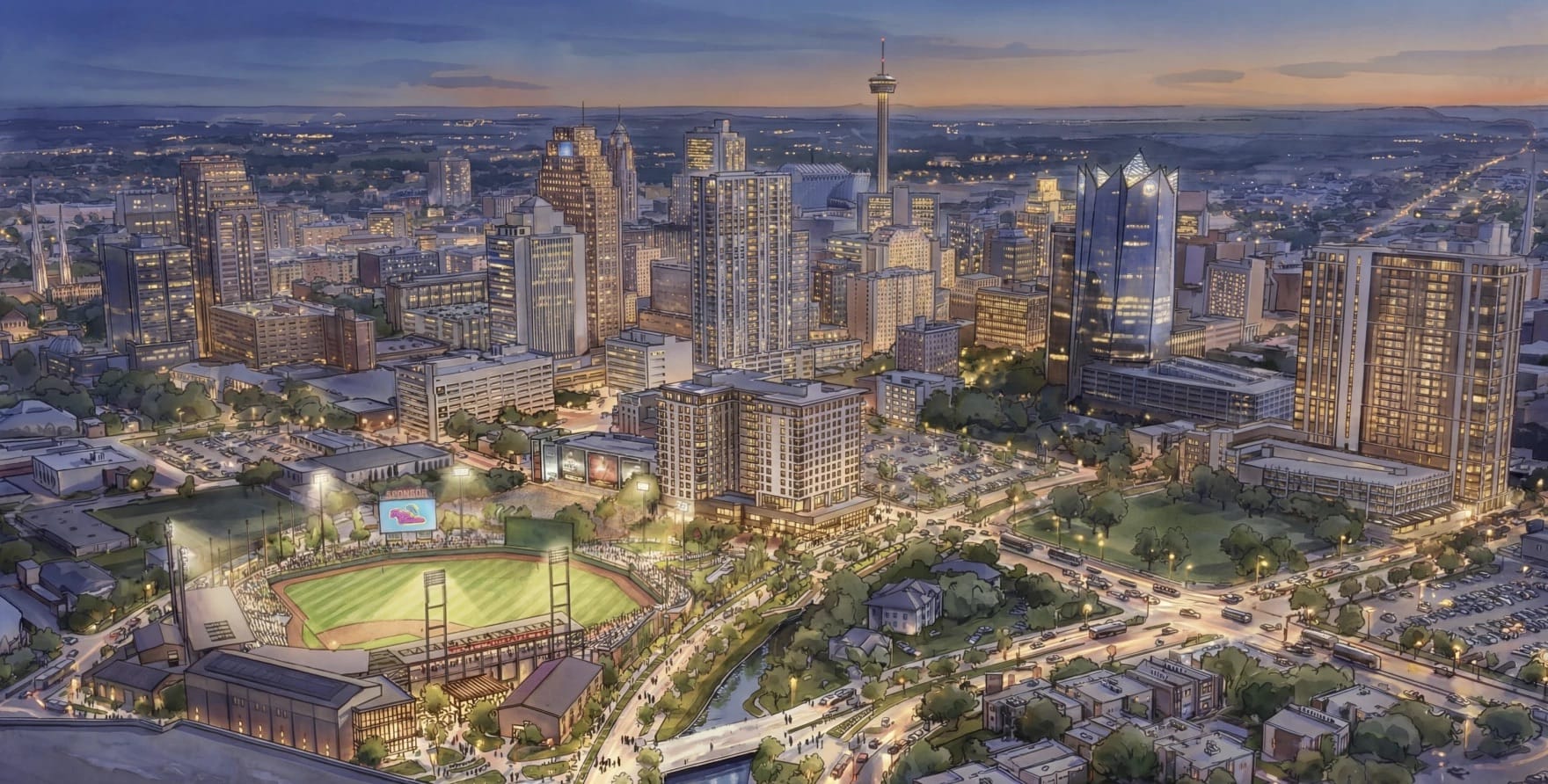 San Antonio Missions Release First Renderings of New $160M Downtown Ballpark